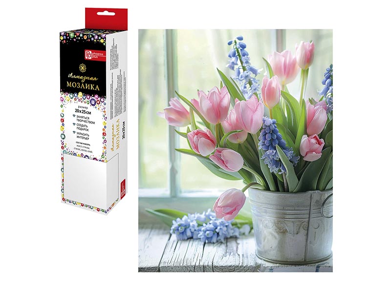 Алмаз. моз. 20*25 см, без подр., полн. зап. Весенний букет. Арт. 68585