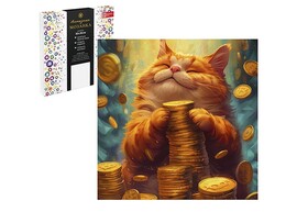 Алмаз. моз. 30*30 см, с подр., полн. зап. Кот с деньгами. Арт. 68609