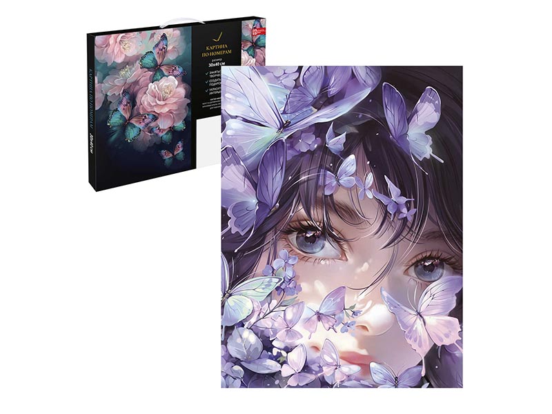Картина по ном. на холсте 30х40 см Девушка с бабочками. Арт. 67924