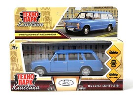 Машина металл. ВАЗ-2102 12 см, дв., багаж., инерц., голубой. Технопарк