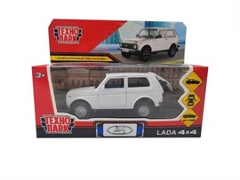 Машина металл. LADA 4x4 12 см, дв., багаж., инерц., белый. Технопарк