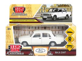 Машина металл. ВАЗ-2107 12 см, дв., багаж., инерц., белый. Технопарк