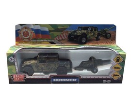 Машина металл. Hummer H1 Пикап 11 см, пушка, дв., баг., инерц. Технопарк