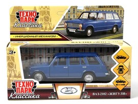Машина металл. ВАЗ-2102 12 см, дв., багаж., инерц., синий. Технопарк