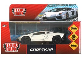 Машина металл. Спорткар 12 см, дв., багаж., инерц., белый. Технопарк