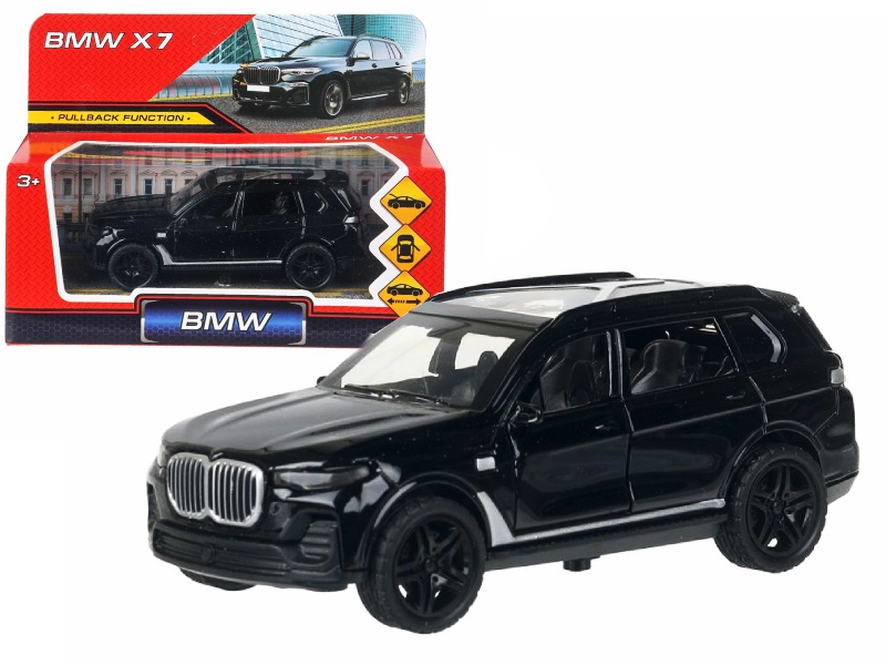 Машина металл. BMW Х7 12 см, дв., багаж., инерц., черный. Технопарк