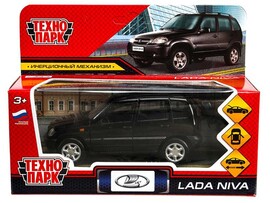 Машина металл. LADA Niva 12 см, дв., багаж., инерц., черный. Технопарк