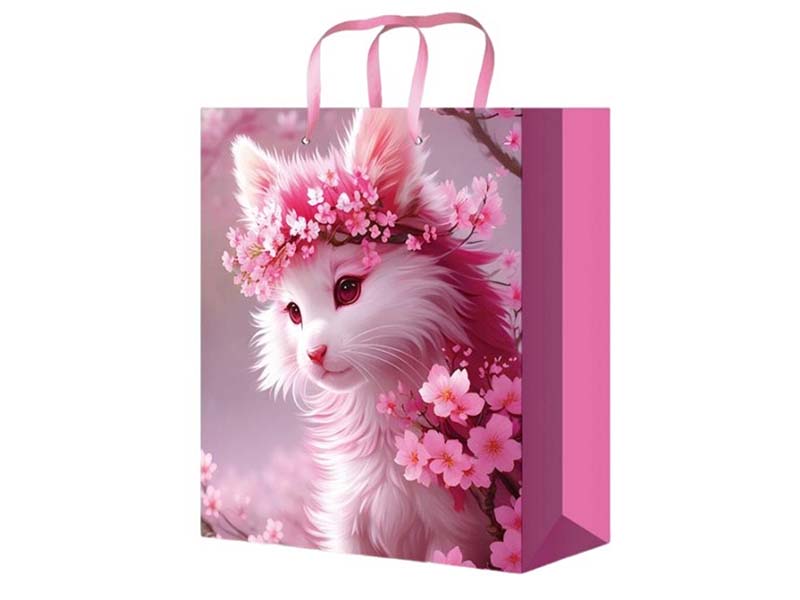 Пакет подар. глянц. лам. Весенняя кошечка 26.4*32.7 см. ПКП-0374