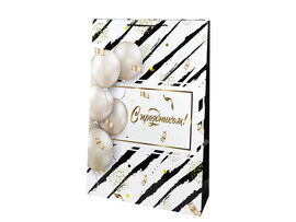 Пакет подар. глянц. лам. Белые шары 50x72 см. ПКП-9142