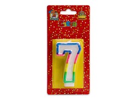 Свеча д/торта Цифра 7 с разноцв. окантовкой. С-2422