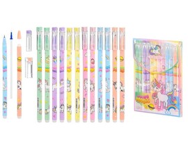 Ручка гел. со стир. черн. "Единорожки" 0.5 мм, синяя (кратно 12)