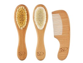 Набор 3в1: две расчески-щеточки дерев. + гребень. RBH-004-3W