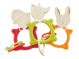 Прорезыватели в наборе BUNNY горчичный + FOX зелёный + MEOW коралловый