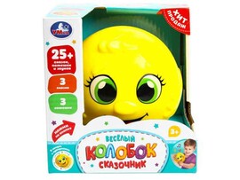 Сказочник "Веселый колобок" 11 см, сказки, песни, свет, катится, в кор. HT504-R-WOD