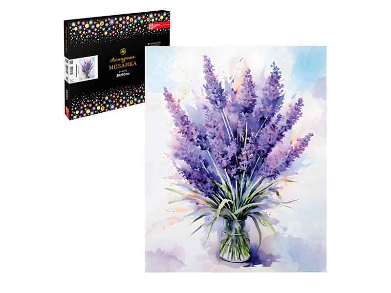 Алмаз. моз. 40*50 см, с подр., част. зап. Букет лаванды. Арт. 65622