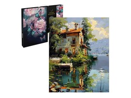 Картина по ном. на холсте 40х50 см Дом на озере. Арт. 67958