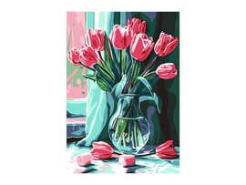 Картина по ном. на карт. 20*28,5 см "Розовые тюльпаны"
