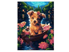 Картина по ном. холст на подр. 30*40 см "Щенок в лодке"