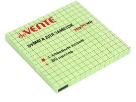 Блок самокл. deVENTE 76x76 мм, 80 л., зеленый в клетку. 2010386