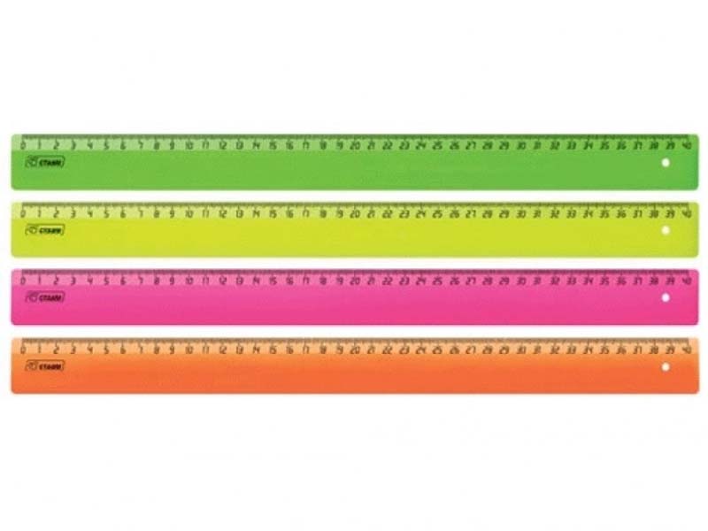 Линейка "Neon" 40 см, пласт., цв. ассорти