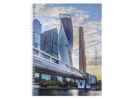 Тетрадь А4 96 л. Городской пейзаж, клетка, спираль. 96-8346