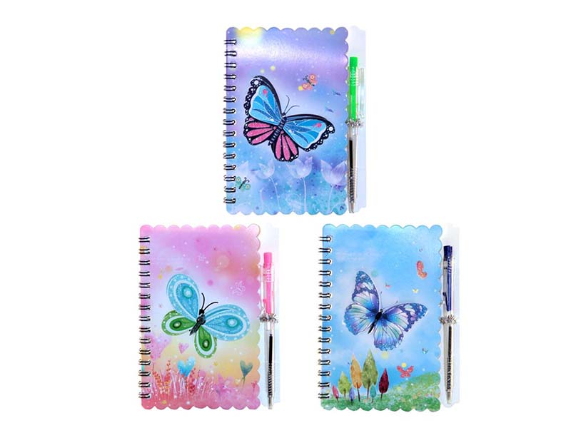 Блокнот с ручкой А6 30л. "Бабочки" спираль, ассорти. Р21548-10