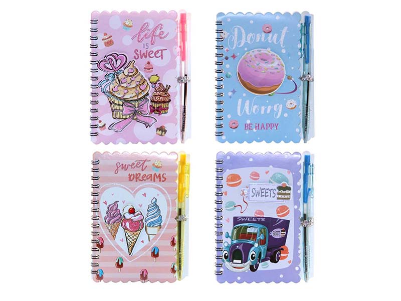 Блокнот с ручкой А6 30л. "Десерт" спираль, ассорти. Р21548-6