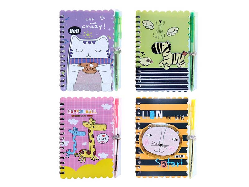 Блокнот с ручкой А6 30л. "Зверята" спираль, ассорти. Р21548-14