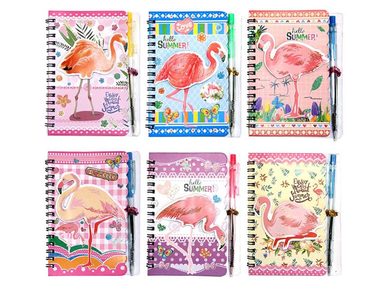 Блокнот с ручкой 38л. "Фламинго"10х14 см, спираль, ассорти. Р417-20