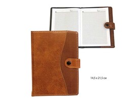Записная книжка А5 40 л. Классика, на кнопке, клетка, кожзам. Р-5905