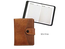 Записная книжка А7 40 л. Классика, на кнопке, клетка, кожзам. Р-5901