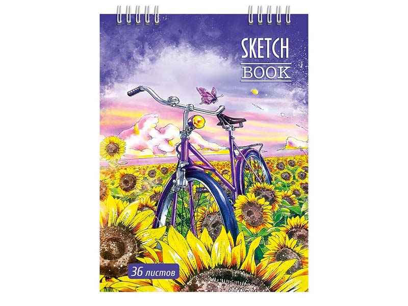 Скетчбук А5 36 л. Велосипед, спираль. Бг36/3