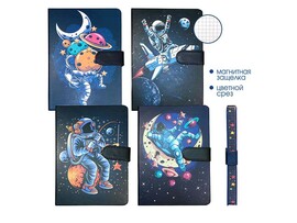 Ежедневник 130 л. "Космос" 19х13 см, недат., магнит, цв. срез, микс. Кзк127