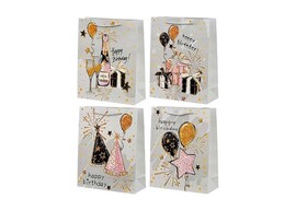 Пакет подар. "Happy Birthday" 19,5*8 см, тиснение, ассорти. MC-6089