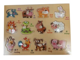 Вкладыш деревянный «Зверюшки» 30*22 см JHTOY-985-5