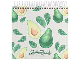 Скетчбук А6+ 80л «АВОКАДО И ЛИСТЬЯ» (7БЦ, спираль, мат. лам.) доставка оптом в Донецк