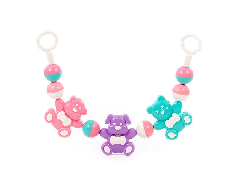 Погремушка-подвеска "Забавные зверята" (48 см) (розовый, сиреневый, бирюзовый) (в пакете)