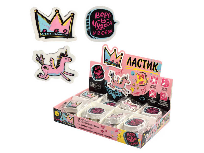 Донецк игрушка оптом Ластик фигурный ассорти «ТЫ СУПЕР!» (термопласт. резина) 24шт/уп