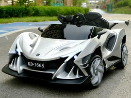 Электромобиль Р/У Спорткар Белый, аккум. 12V 5Ah, свет, звук, USB+MP3, до 40 кг