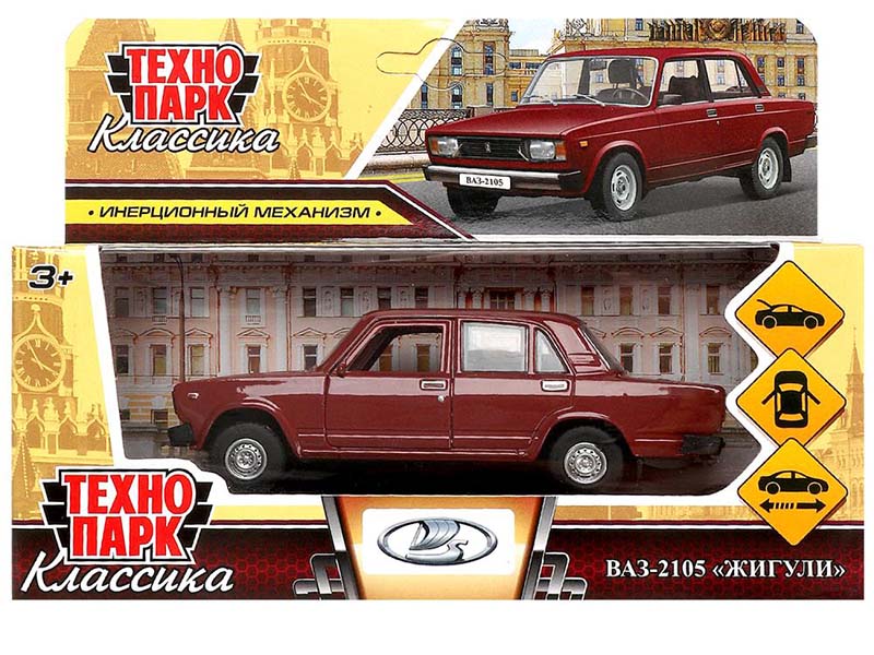 Машина металл. ВАЗ-2105 "1997" 12 см, дв., багаж., инерц., кор. Технопарк