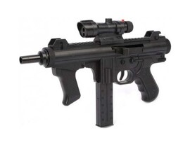 Автомат 28 см с лазер. прицелом, стр. пульками, съем. магазин в пак. 1B01357