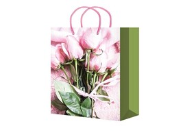 Пакет подар. глянц. лам. Розовые розы 11.5х14.5 см. ППК-4306