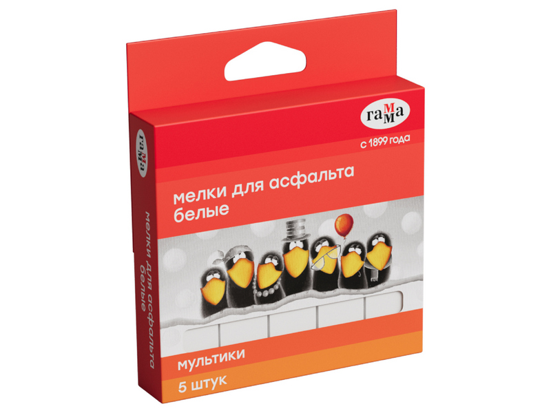 Донецк игрушка оптом Мелки белые для асфальта Гамма "Мультики" 5 шт квадратные
