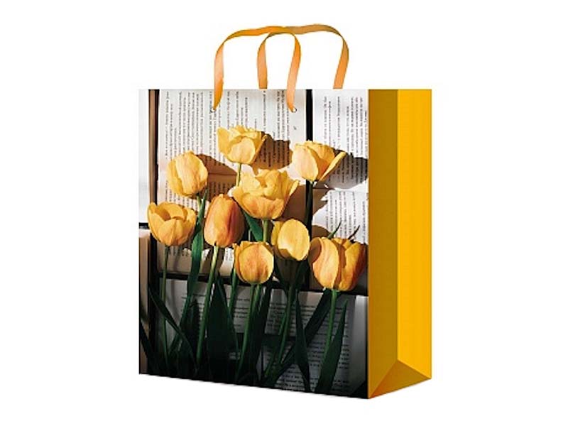 Пакет подар. глянц. лам. Желтые тюльпаны 26,4x32,7 см. ПКП-9049