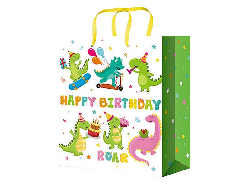 Пакет подар. глянц. лам. Динозаврики 26,4x32,7 см, зеленый. ППК-4488