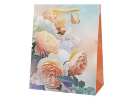 Пакет подар. глянц. лам. Цветочки с бабочкой 26,4x32,7 см. ПКП-1132