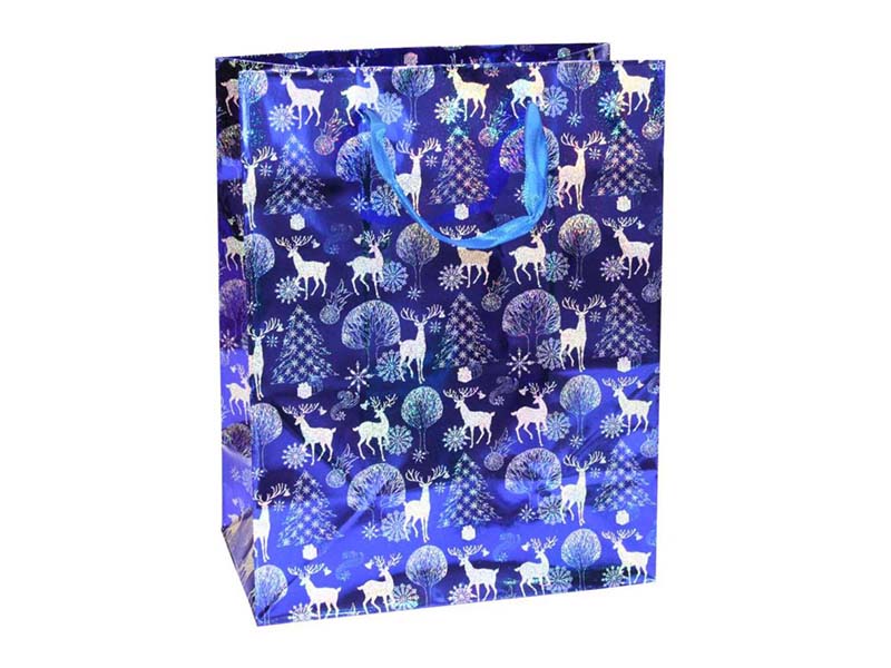 Пакет подар. "Олени" 18*23 см, синий. Арт. Р725-3