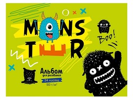 Альбом для рисования А5 24л МОНСТРИКИ (скрепка, целл. картон, офсет) доставка оптом в Донецк
