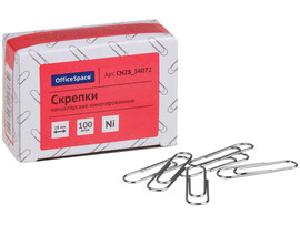 Скрепки OfficeSpace 28 мм 100 шт никелированные доставка оптом в Донецк