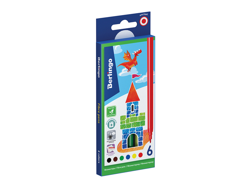Донецк игрушка оптом Фломастеры невентилируемые 6 цв. Berlingo "Замки" смываемые